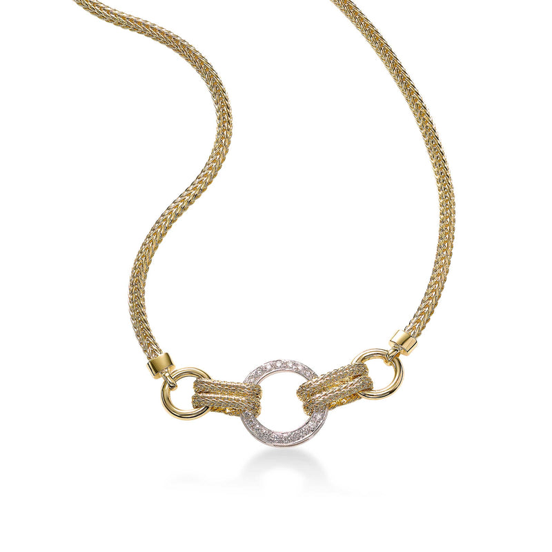 Pavé Diamond Link Necklace, 14 Karat Gold