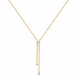 Lariat Style Necklace with Diamond Accents, 14K Yellow Gold