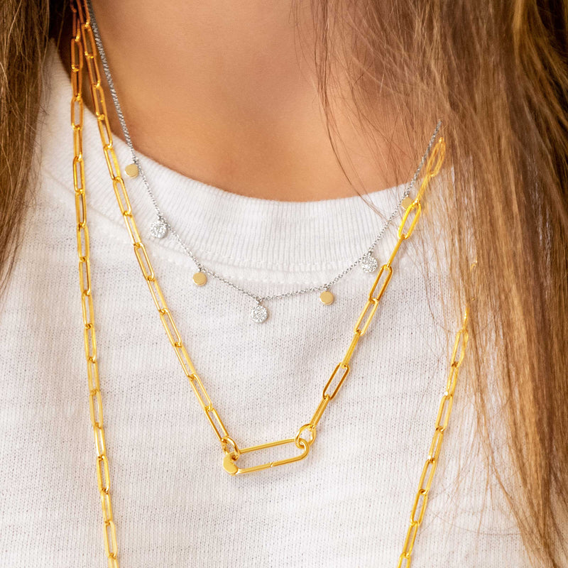 Pavé Diamond Disc Choker Necklace, 14K White Gold