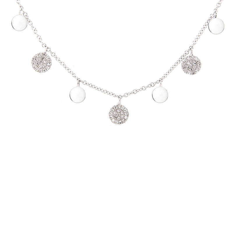 Pavé Diamond Disc Choker Necklace, 14K White Gold