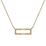 Diamond and Bead Bar Necklace, 14K Yellow Gold