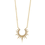Diamond Sunburst Necklace, 14K Yellow Gold