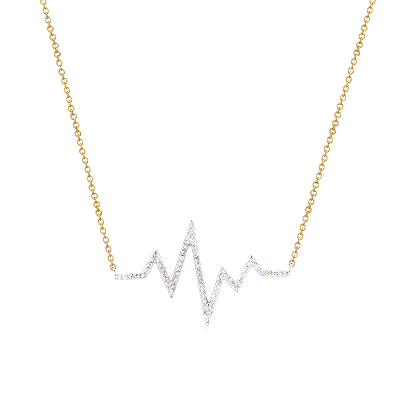 Heartbeat Diamond Necklace, 14K Yellow Gold