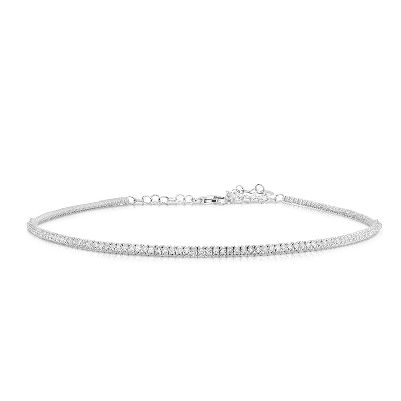 Diamond Choker Necklace, 2.37 Carats Total, 14K White Gold