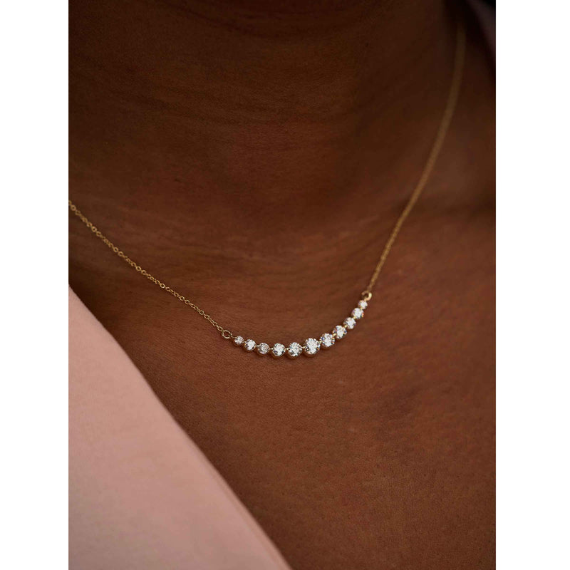 Diamond Arc Necklace, 1 Carat Total, 14K Yellow Gold