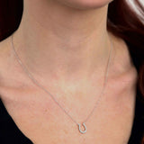Diamond Horseshoe Necklace, 14K White Gold