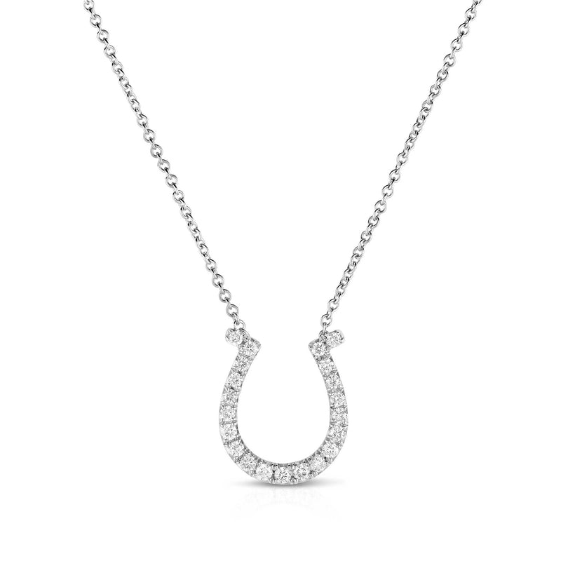 Diamond Horseshoe Necklace, 14K White Gold