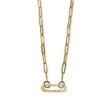 Paperclip 20-Inch Chain with Diamond Push Lock Clasp, 14K Yellow Gold