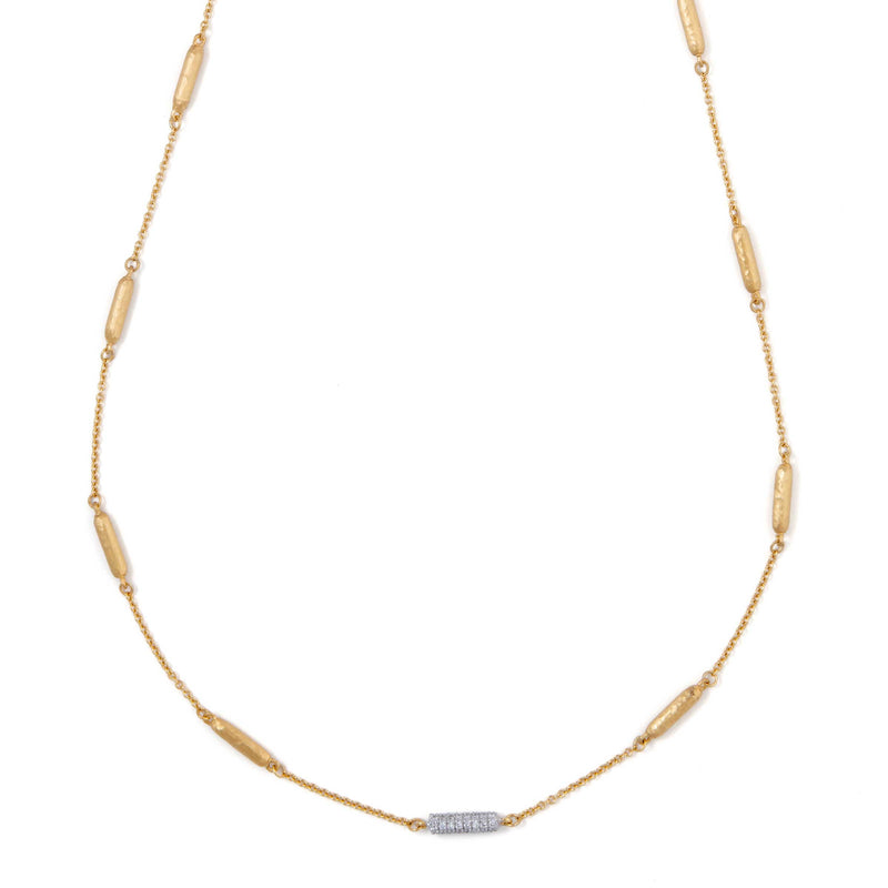 Pavé Diamond Station Necklace, 14K Yellow Gold