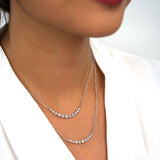 Large Diamond Arc Necklace, 14K White Gold