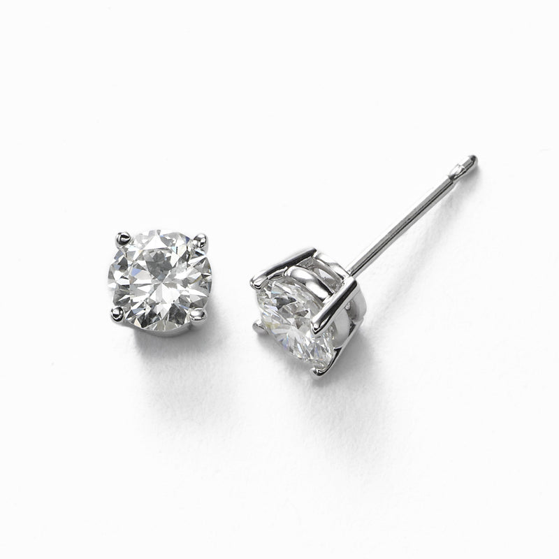 Diamond Stud Earrings, .75 Carat total, J/K, SI1-SI2, 18K White Gold