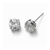 Diamond Stud Earrings, 2 Carats Total, H/I-SI2/I1, 14K White Gold