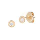 Bezel Set Diamond Studs, .10 Carat, 14K Yellow Gold