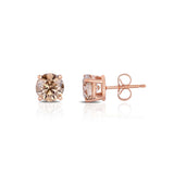 Fancy Light Brown Diamond Stud Earrings, .51 Carat Total, 14K Rose Gold
