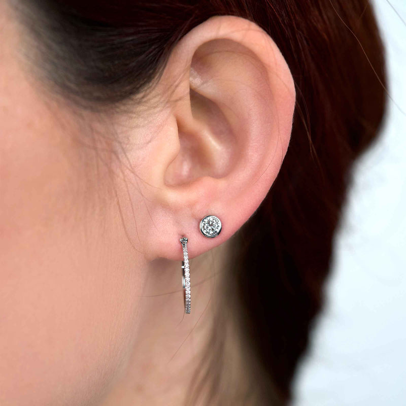 Bezel Set Diamond Studs, .60 Carat, 14K White Gold