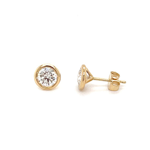 Bezel Set Diamond Studs, .40 Carat, 14K Yellow Gold