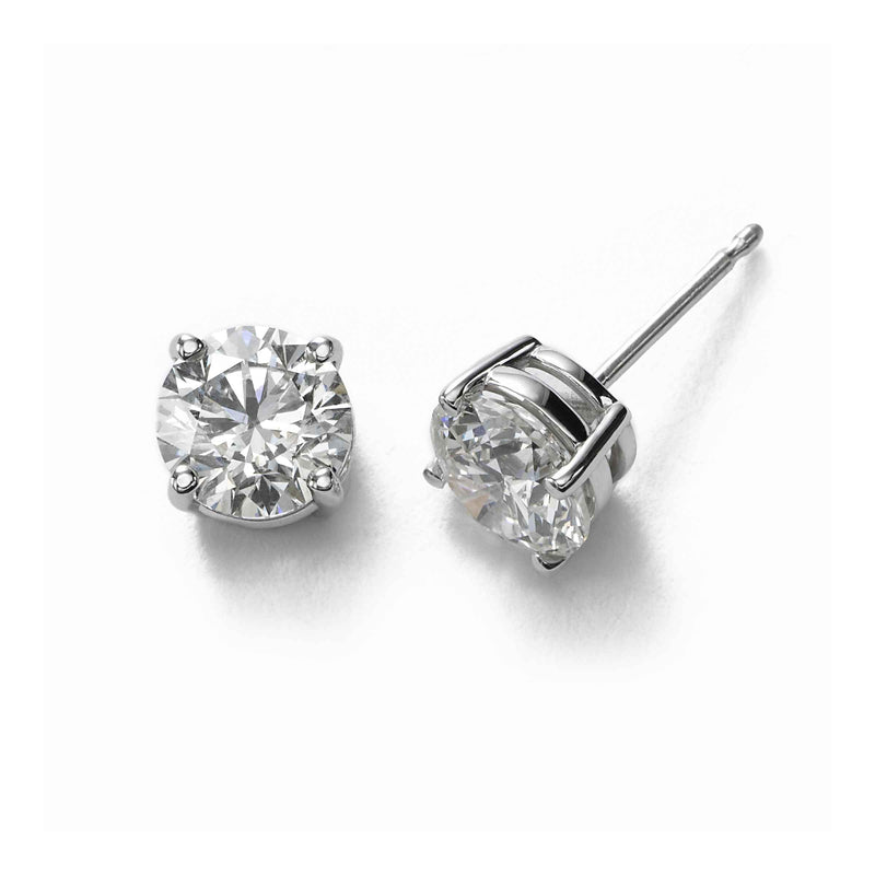Diamond Stud Earrings, 2.05 Carats Total, F/G/H-I1, 14K White Gold