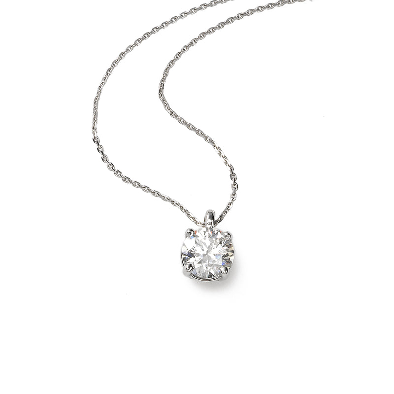 Diamond Solitaire Pendant, .24 Carat, 14K White Gold