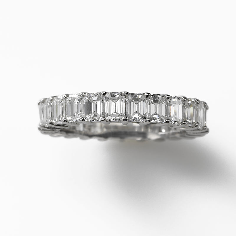 Emerald Cut Diamond Eternity Band, 4 Carats, Platinum