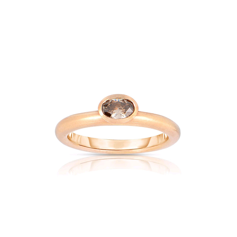Oval Fancy Brown Diamond Ring, 18K Rose Gold