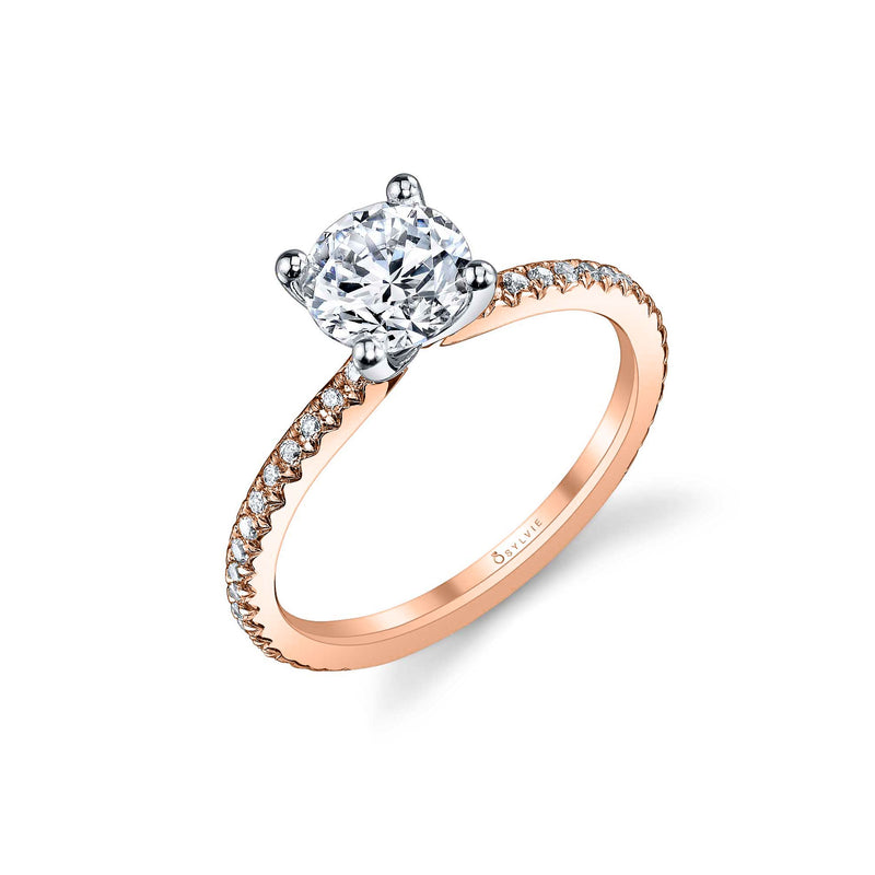 Ring Mounting by Sylvie for 1 Carat Center, 14K Rose Gold