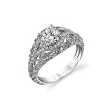 Ring Mounting, Openwork Design by Sylvie, 14K White Gold