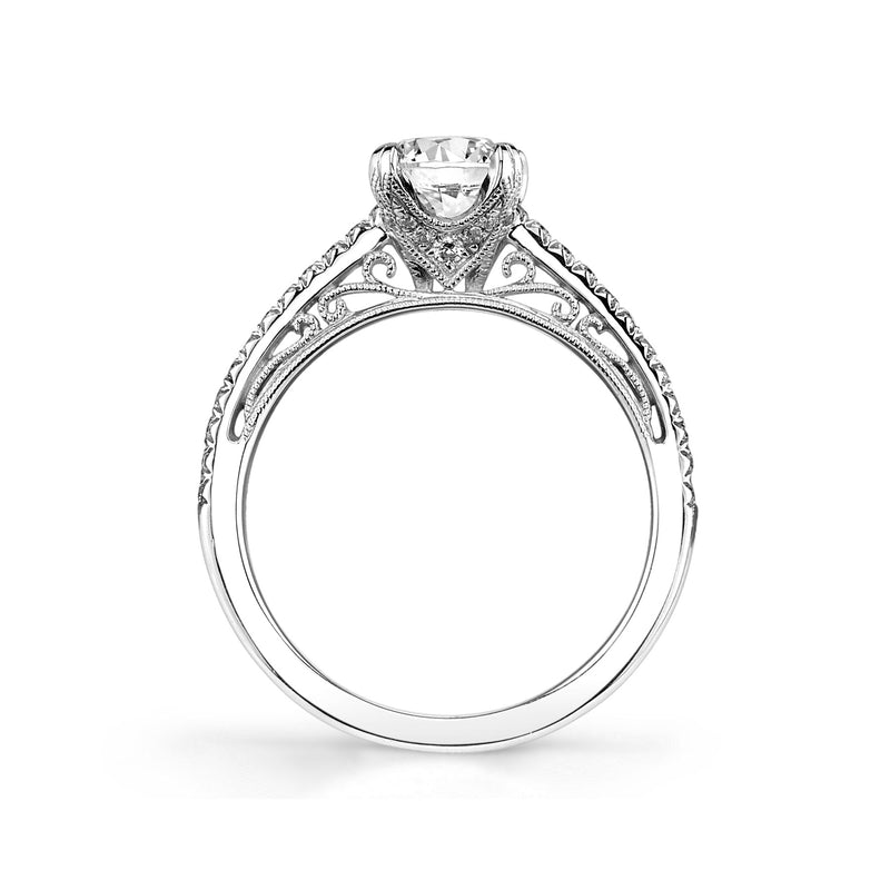 Round Diamond Ring Mounting by Sylvie, 14K White Gold