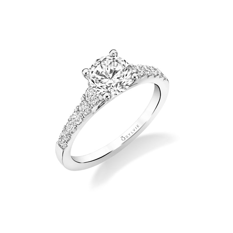 Four Prong Ring Mounting by Sylvie, 14K White Gold