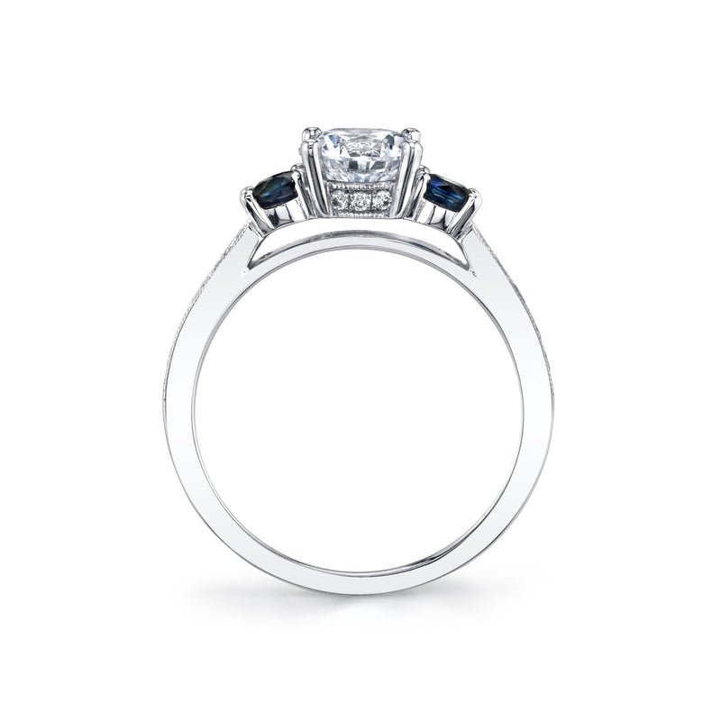 Diamond and Sapphire Ring Mounting by Sylvie, 14K White Gold