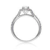 Round Diamond Halo Engagement Ring, .45 Carat Center, 14K White Gold