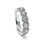 Five Stone Diamond Halo Band, 14K White Gold