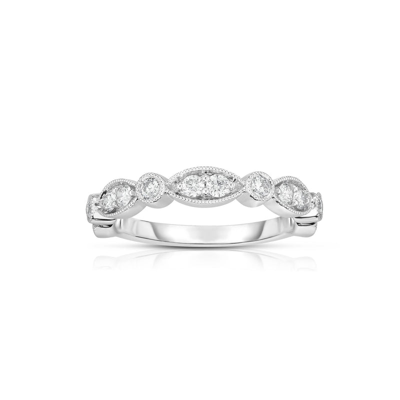 Diamond Vintage Design Band, .49 Carat Total, 14K White Gold