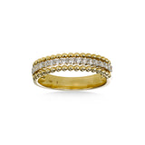 Diamond and Beaded Gold Band, 14 Karat Gold