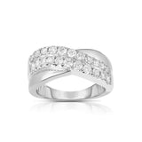 Cross Over Diamond Ring, 14K White Gold