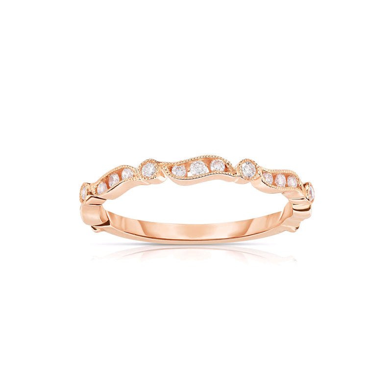 Milgrain Detail Diamond Ring, 14K Rose Gold
