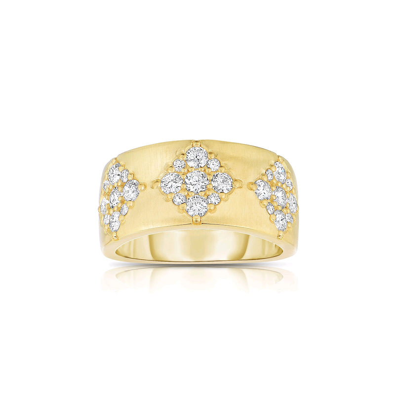 Satin Gold Diamond Band, 14K Yellow Gold