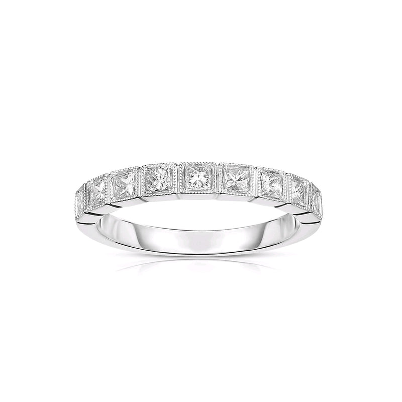 Halfway Princess Cut Diamond Band, 14K White Gold