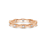 Sculpted Flush Set Diamond Band, 14K Rose Gold