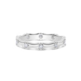 Sculpted Flush Set Diamond Band, 14K White Gold