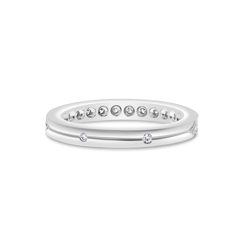 Shared Prong Milgrain Edging Diamond Eternity Band, 14K White Gold
