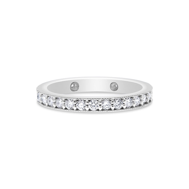 Shared Prong Milgrain Edging Diamond Eternity Band, 14K White Gold