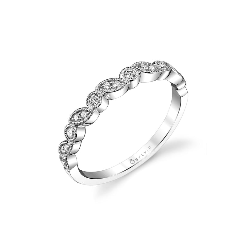 Multishape Bezel Set Diamond Band by Sylvie, 14K White Gold