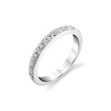 Milgrain Weave Design Diamond Band by Sylvie, 14K White Gold