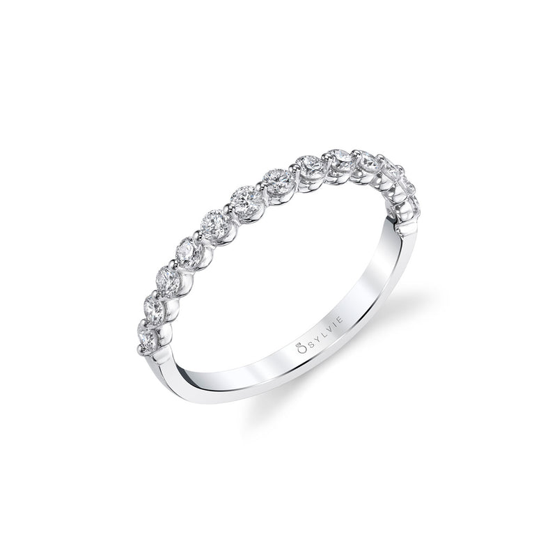 Mutual Prong Halfway Diamond Band by Sylvie, 14K White Gold