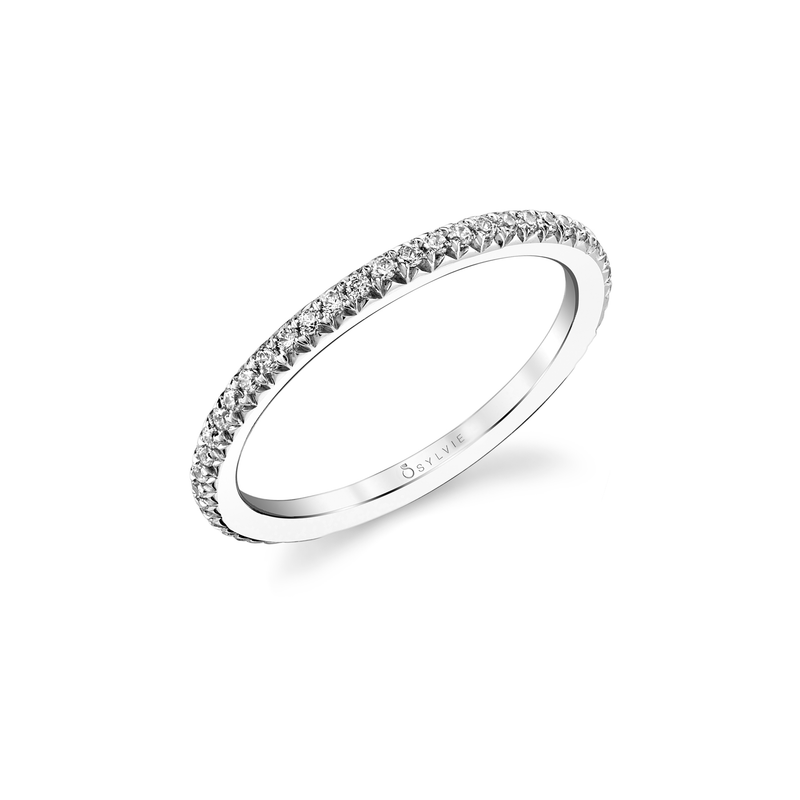 Diamond Halfway Band by Sylvie, .22 Carat Total, 14K White Gold
