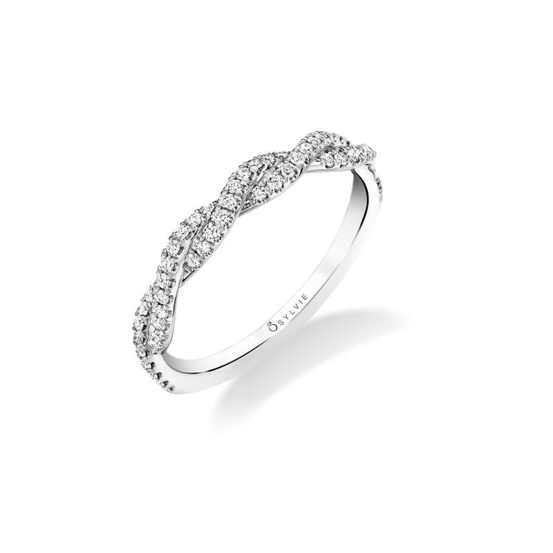 Twist Design Diamond Band by Sylvie, 14K White Gold