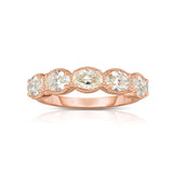 Fives Stone Oval Diamond Ring, 14K Rose Gold
