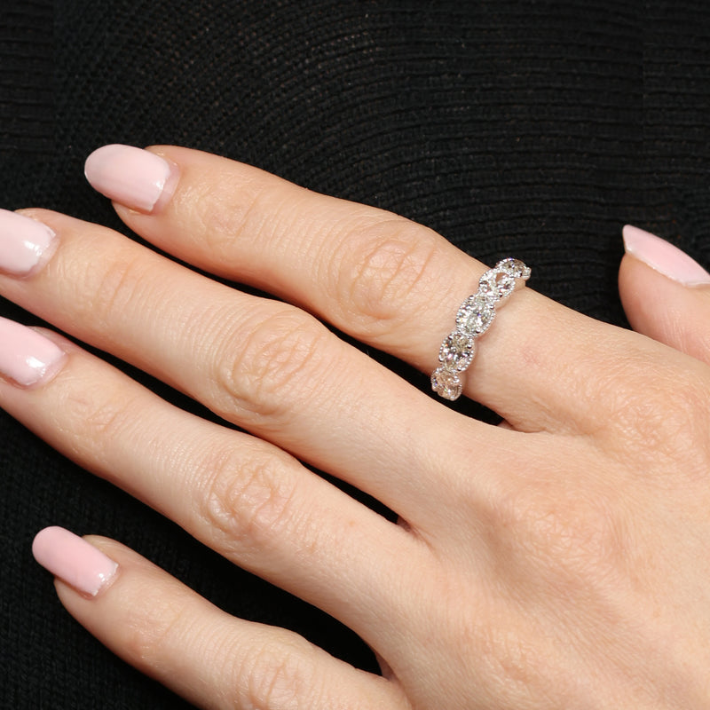 Five Stone Oval Diamond Band, 14K White Gold