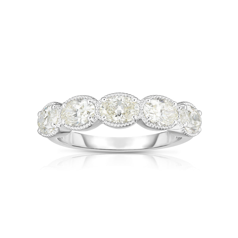 Five Stone Oval Diamond Band, 14K White Gold