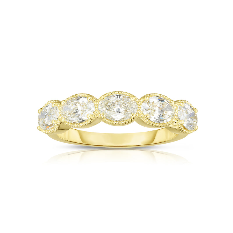 Five Stone Oval Diamond Band, 14K Yellow Gold